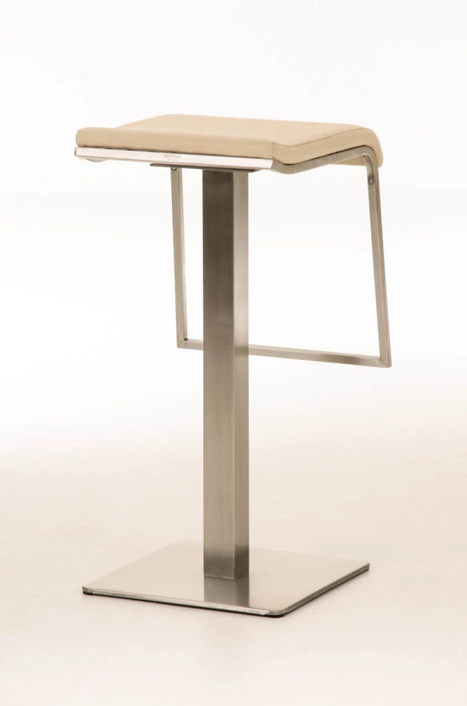 Sgabello Bar Lameng In Tessuto E Acciaio Inox crema