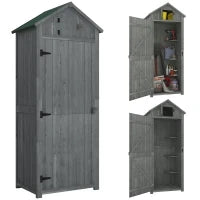 Capanno da Giardino Porta Attrezzi in Legno Impermeabile, 77x54.2x179cm - Grigio