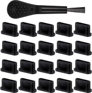 20 pezzi di presine anti-impurità in silicone nero per porta USB C con spazzola di pulizia - Adatto per la maggior parte dei telefoni mobili di tipo C