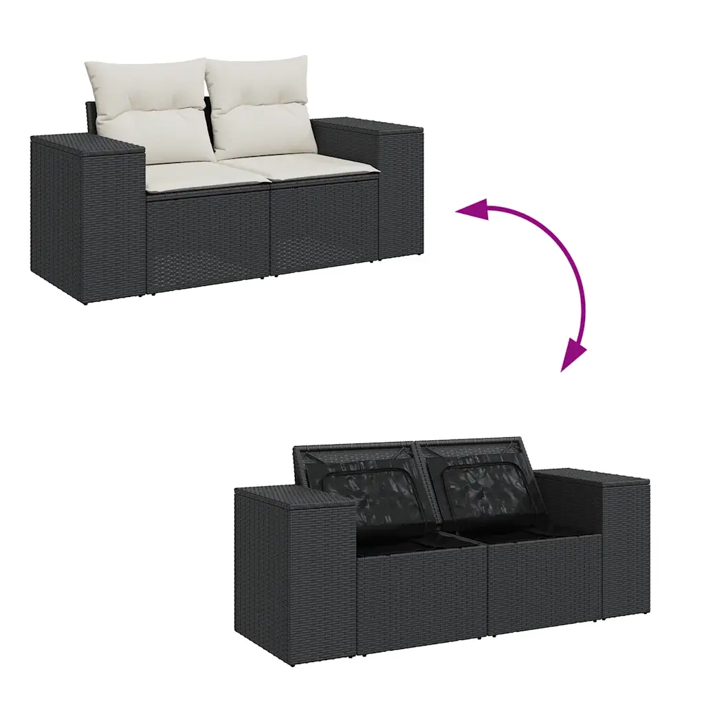 Set Divani da Giardino 5 pz con Cuscini in Polyrattan Nero 3327367