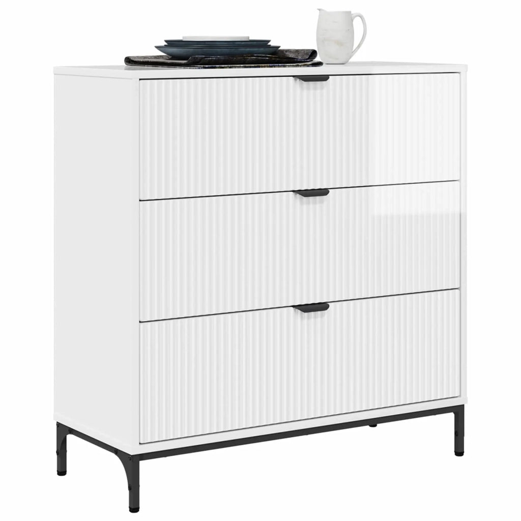 Credenza Bianco Lucido 79,5 x 33 x 82 cm Legno multistrato 883438