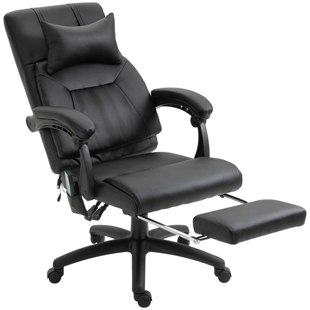 Poltrona da ufficio massaggiante reclinabile con poggiapiedi e testiera regolabile ¨C Zephmum ¨C Nero 68x79x104-112 cm
