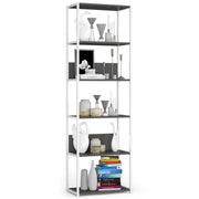 Scaffale stilo loft con ripiani in legno 60 cm Bianca 60 cm inserto frontale Grigio 60x32x192 cm
