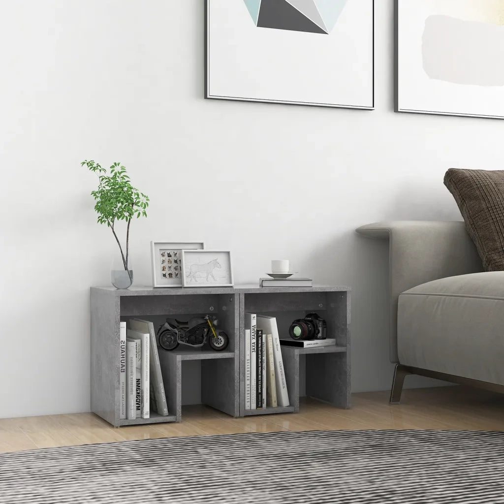 Comodini 2 pz-Set di 2 Tavolino da notte Grigio Cemento 40x30x40 cm in Legno Multistrato 570913