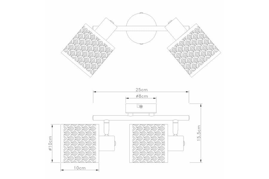 Plafoniera Reality Tuluza nera 2 luci E14 40W metallo