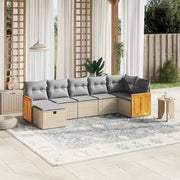 Set Divano da Giardino 7 pz con Cuscini Beige Misto Polyrattan 3265749
