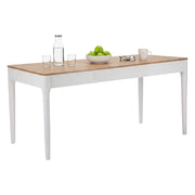 Tavolo fisso Dindga, Ripiano da cucina, Consolle per sala da pranzo, Ripiano rettangolare fisso, 180x60 h80 cm, Bianco e Marrone