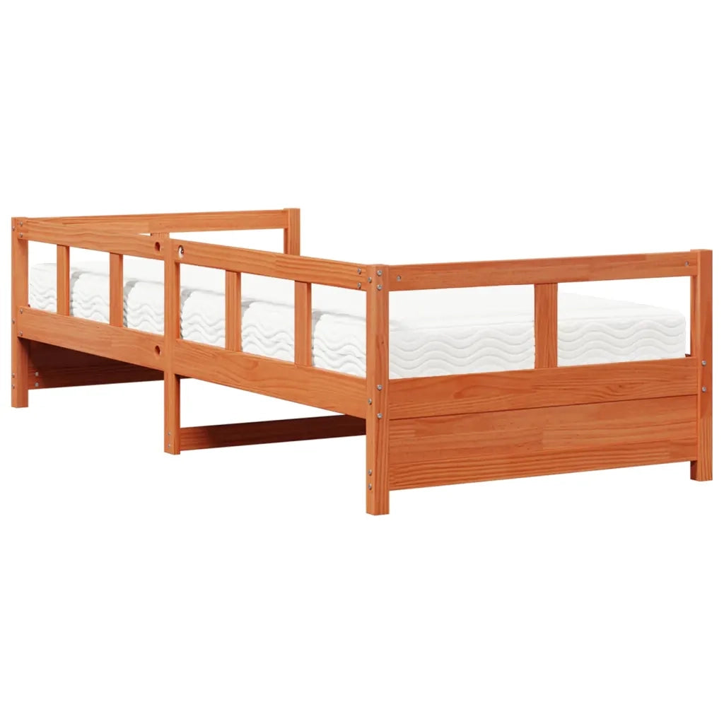 Dormeuse con Materasso Marrone 90x200 cm Legno Massello di Pino