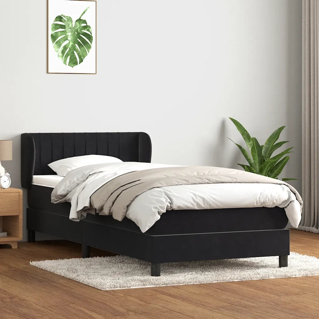 Giroletto a Molle con Materasso Nero 80x220 cm Velluto