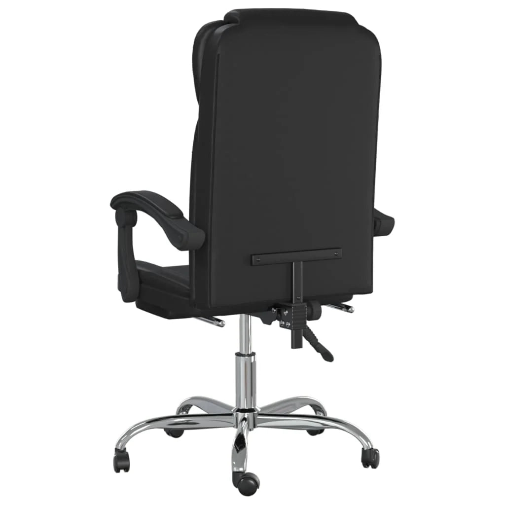 Sedia da ufficio in similpelle nera con seduta girevole e reclinabile adatta per l'uso al computer o per lo studio 02_0024269