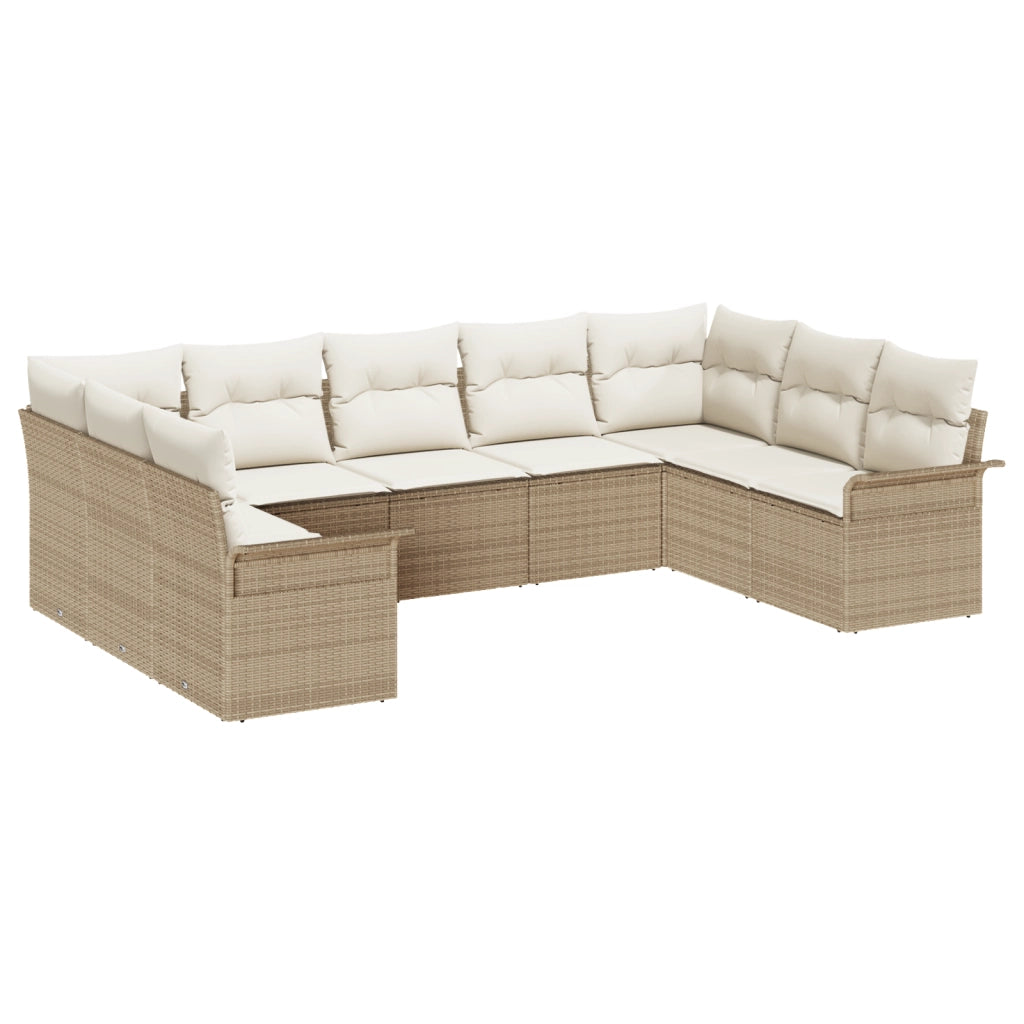 Set di divani da giardino  a 9 pezzi con cuscini Beige Polyrattan