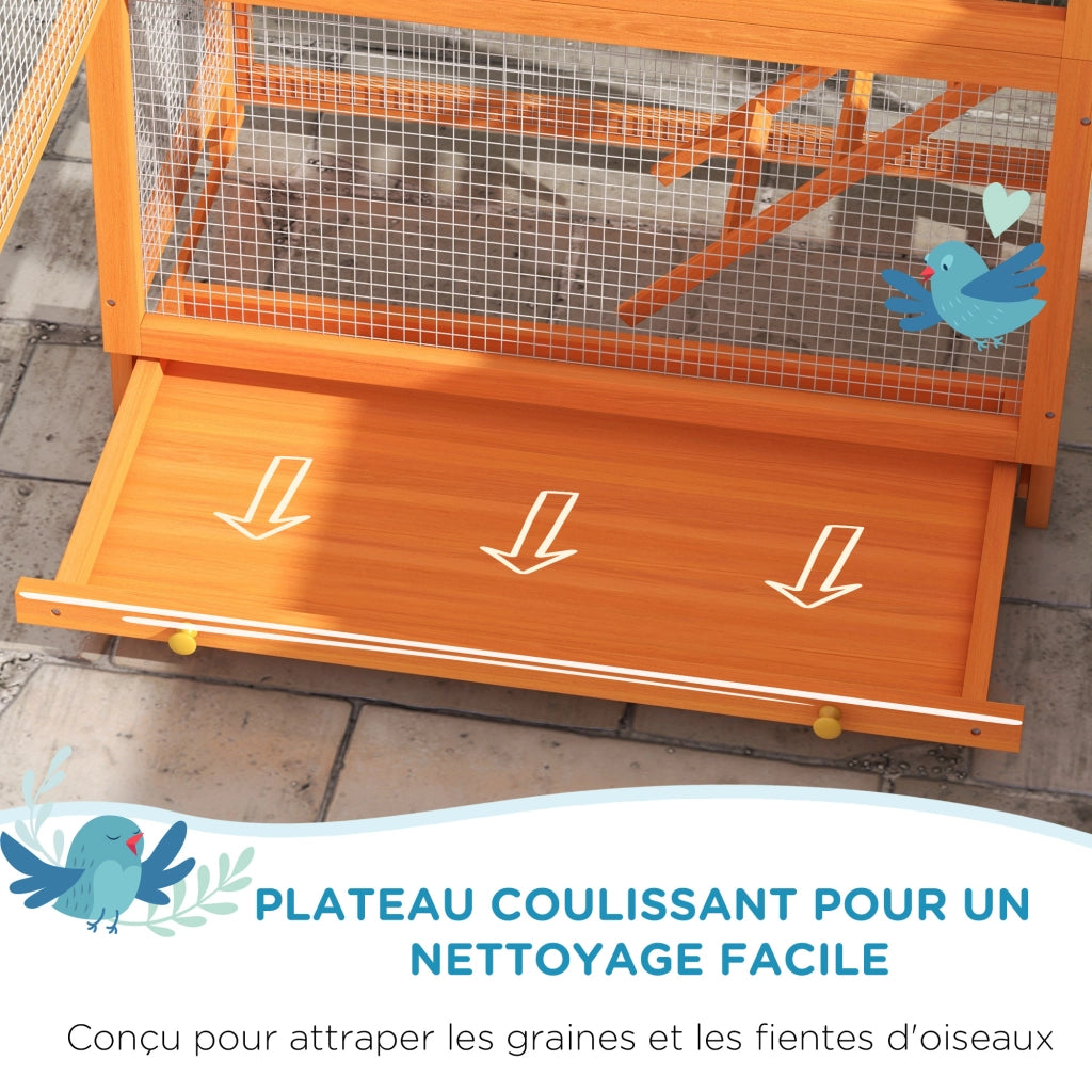 Voliera per uccelli giochi per pappagalli in legno ¨C zephmum ¨C 92x52x171 cm arancione