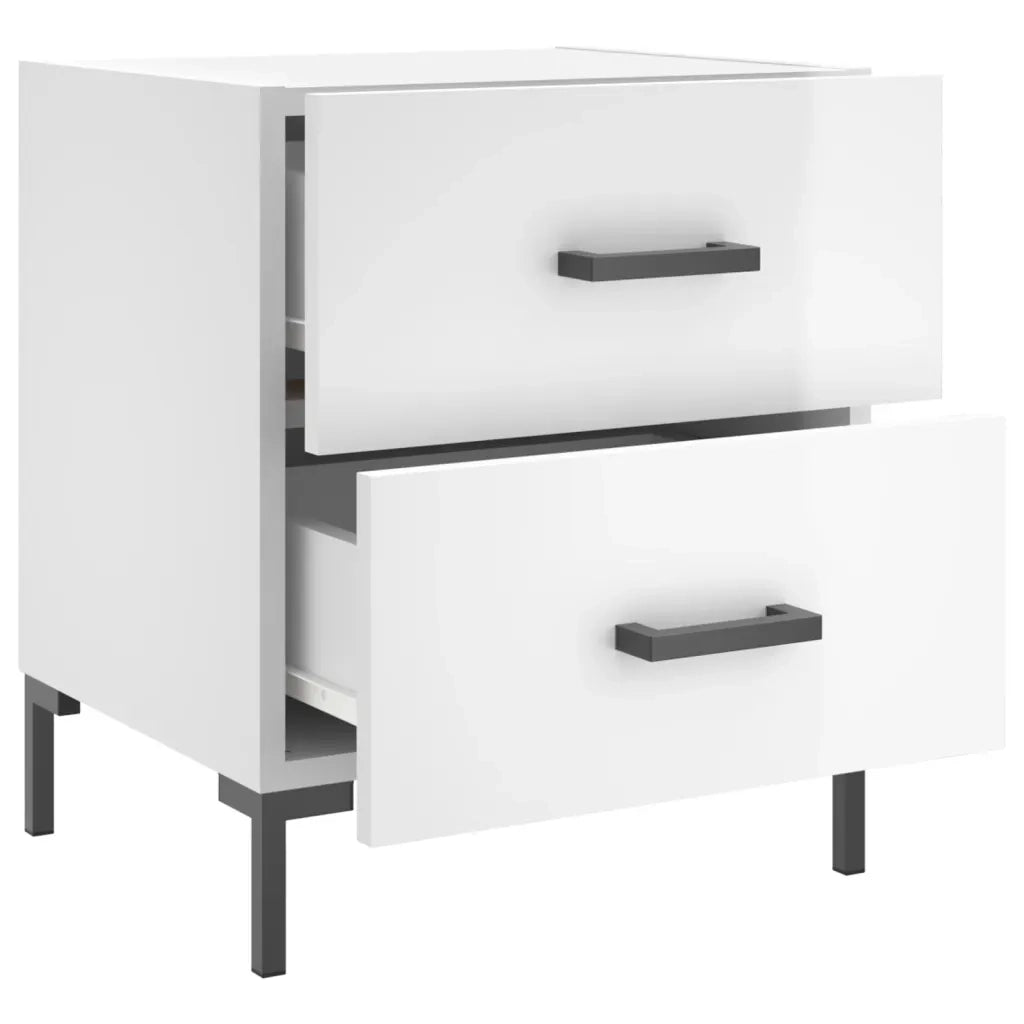 Comodini 2 pz-Set di 2 Tavolino da notte Bianco Lucido 40x35x47,5 cm in Legno Multistrato 669465