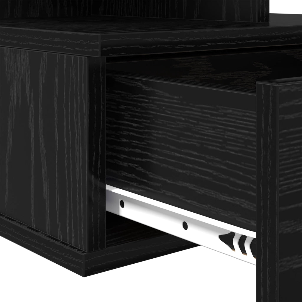 Comodino Sospeso Rovere Nero 40x31x27 cm Legno ingegnerizzato