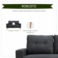 Divano 2 Posti Moderno in Stile Nordico con Schienale Trapuntato in Tessuto, 145x76x88 cm, Grigio