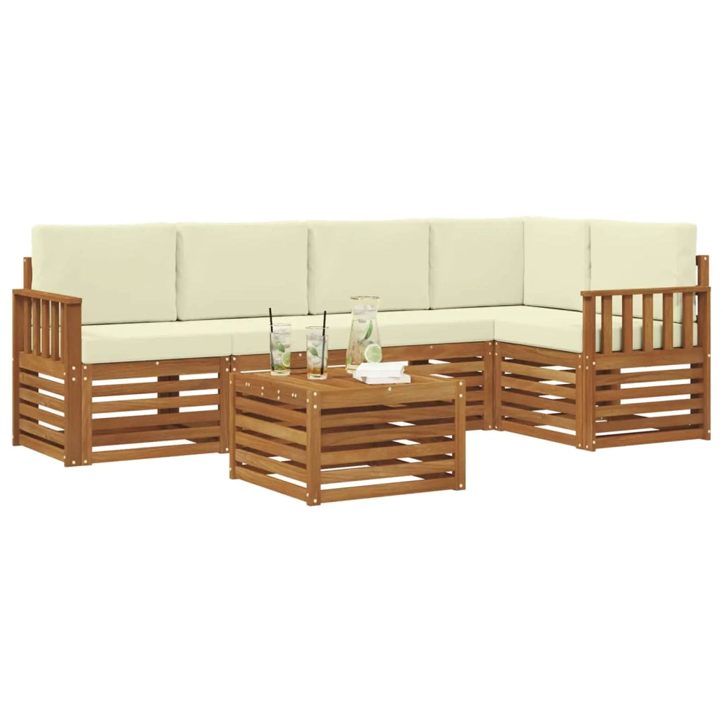 Set divano sezionale con cuscino 6 pcs Naturale e Crema 3374840