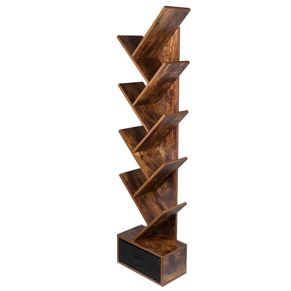 Libreria Design Moderno Industriale Scaffale 10 Ripiani con Cassetto Tessuto