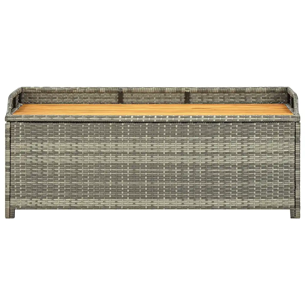 Panca da Giardino con Vano Portaoggetti 120cm Polyrattan Grigio