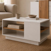 Karada, Tavolino da Salotto 2 Vani, 100x46x60h cm Bianco
