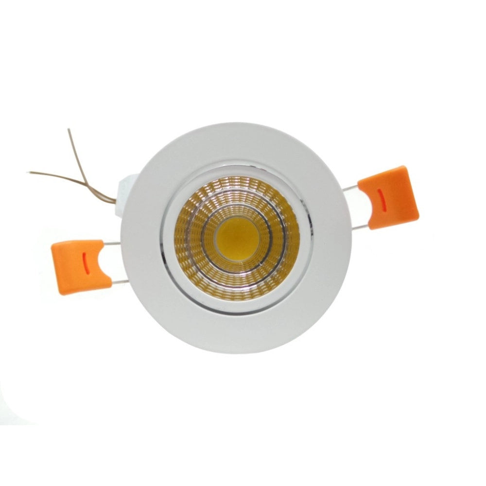 Trade Shop - Faretto Led Cob Incasso Molle Alette Cornice Bianca Luce Bianco Calda Fredda 5 W - -bianco Caldo      -