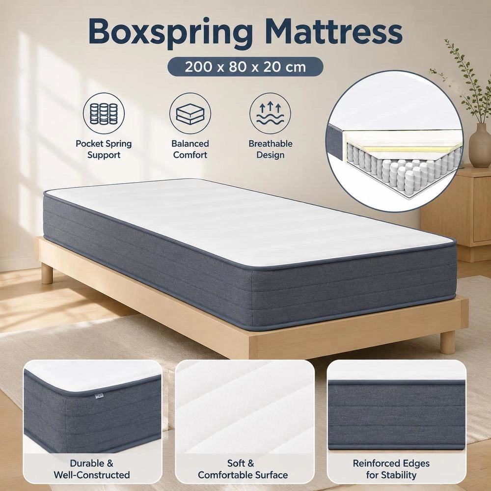 Box Spring Bed Mattress 200 X 80 X 20 Cm