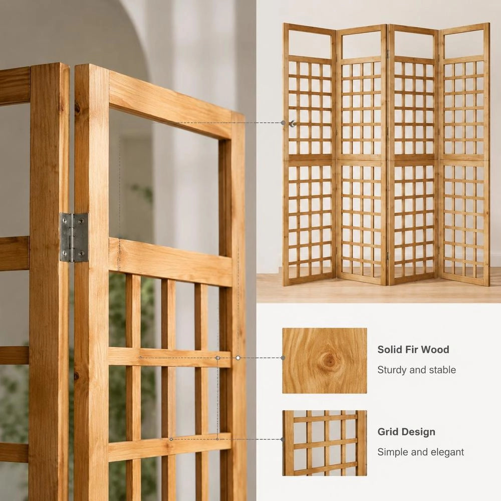 Trellis/Screen 4-piece Solid Fir Wood 161x180 Cm