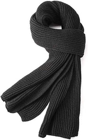 Scialle caldo per autunno e inverno, unisex, collo piatto caldo scialle di lana a maglia (nero)