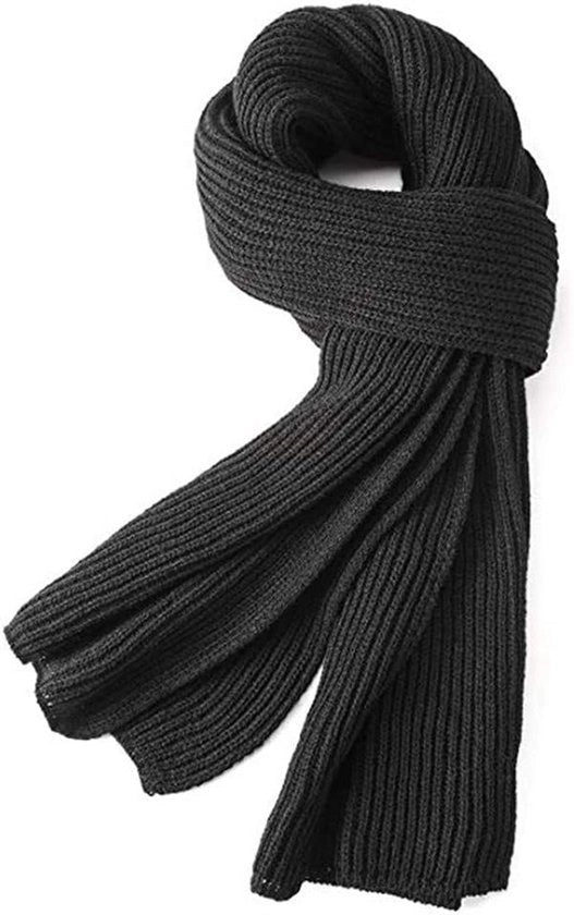 Scialle caldo per autunno e inverno, unisex, collo piatto caldo scialle di lana a maglia (nero)