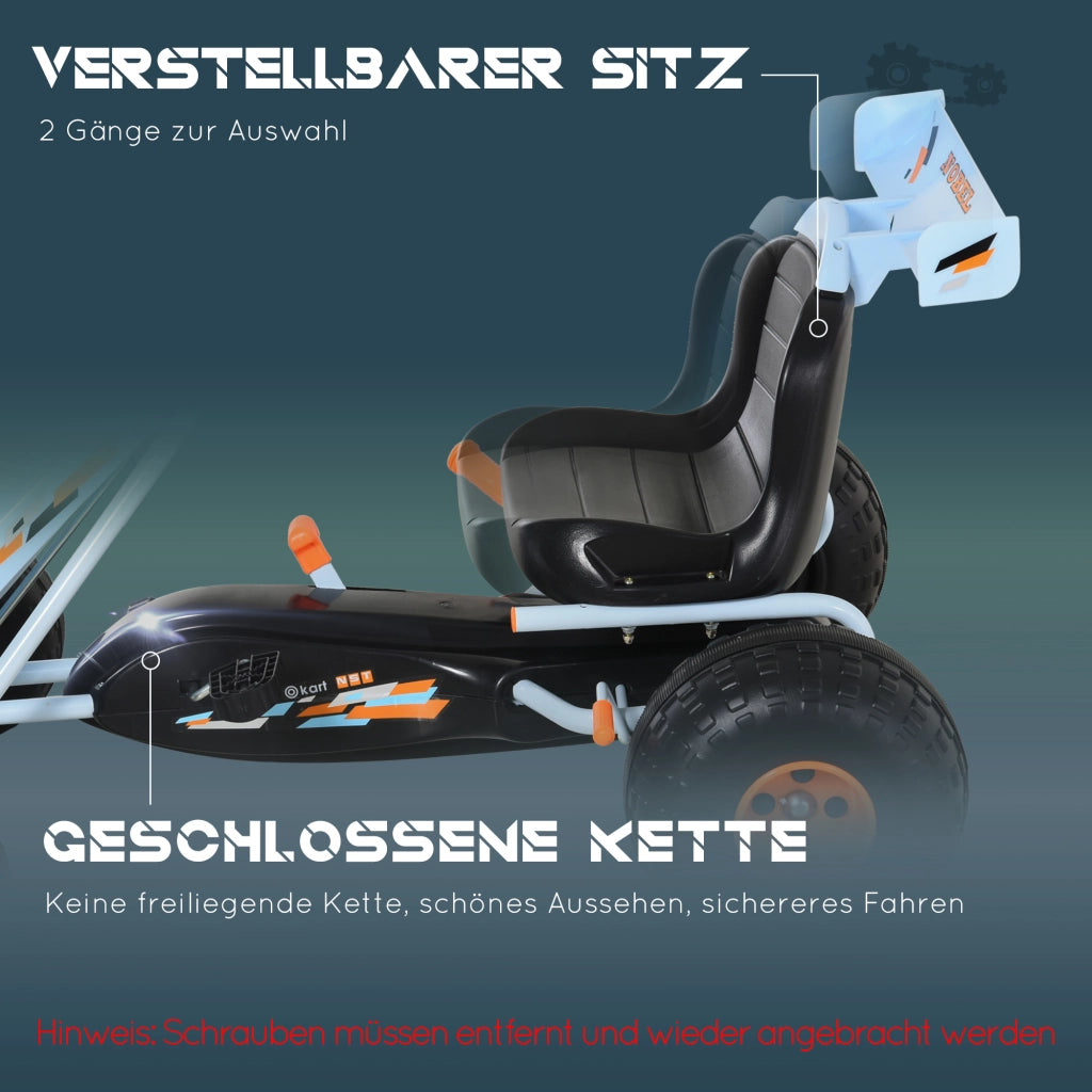 Go-Kart a Pedali con Freno a Mano ¨C Xylo ¨C Sedile Regolabile, Marcia Avanti/Indietro, Blu Chiaro, 3+ Anni
