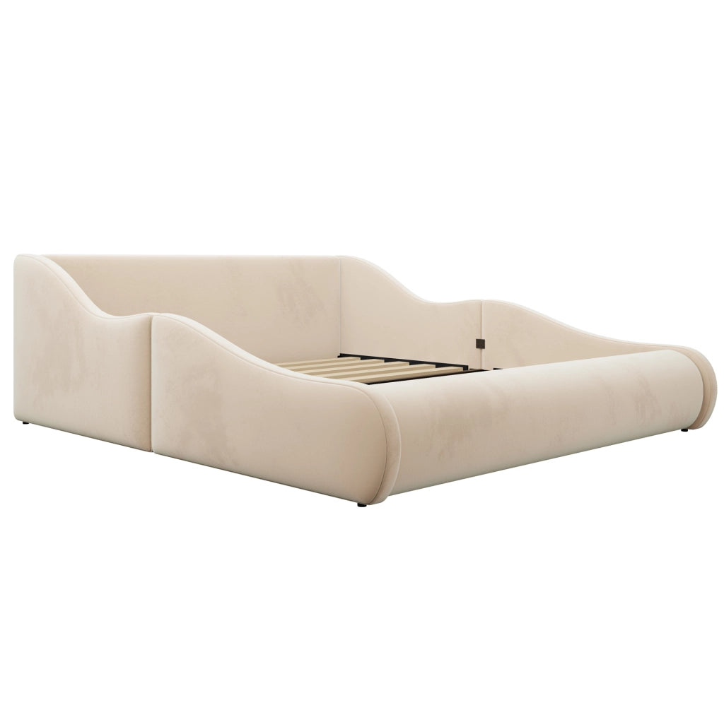 LETTO Imbottito per Bambini 140x200 cm Beige con Sponde