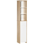 Mobile colonna bagno con cassetto e ripiani ¨C Xylo ¨C bianco effetto rovere chiaro