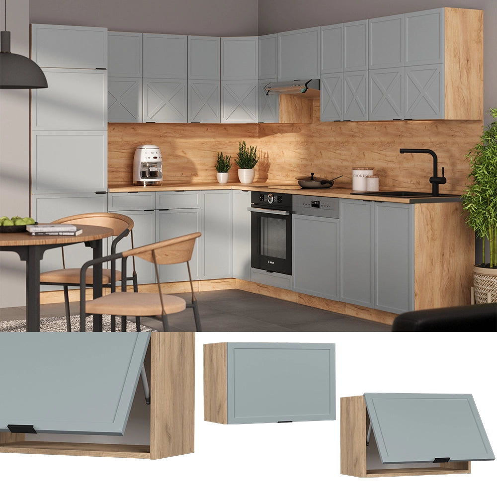 Vicco Pensile da cucina Blu-grigio chiaro 60 cm Piatto