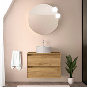 Mobile bagno sospeso 80 cm rovere africa con top per lavabo da appoggio Gaya