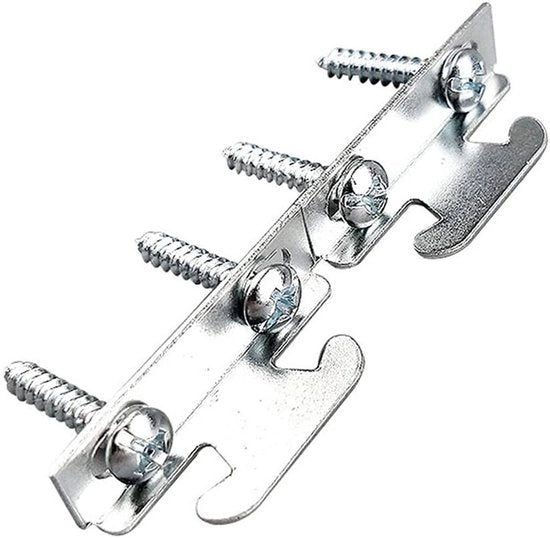 Set di 4 Ferme a Cerniera per Tende con Ganci per Supporto Centrale - Argento - Accessori per Tende