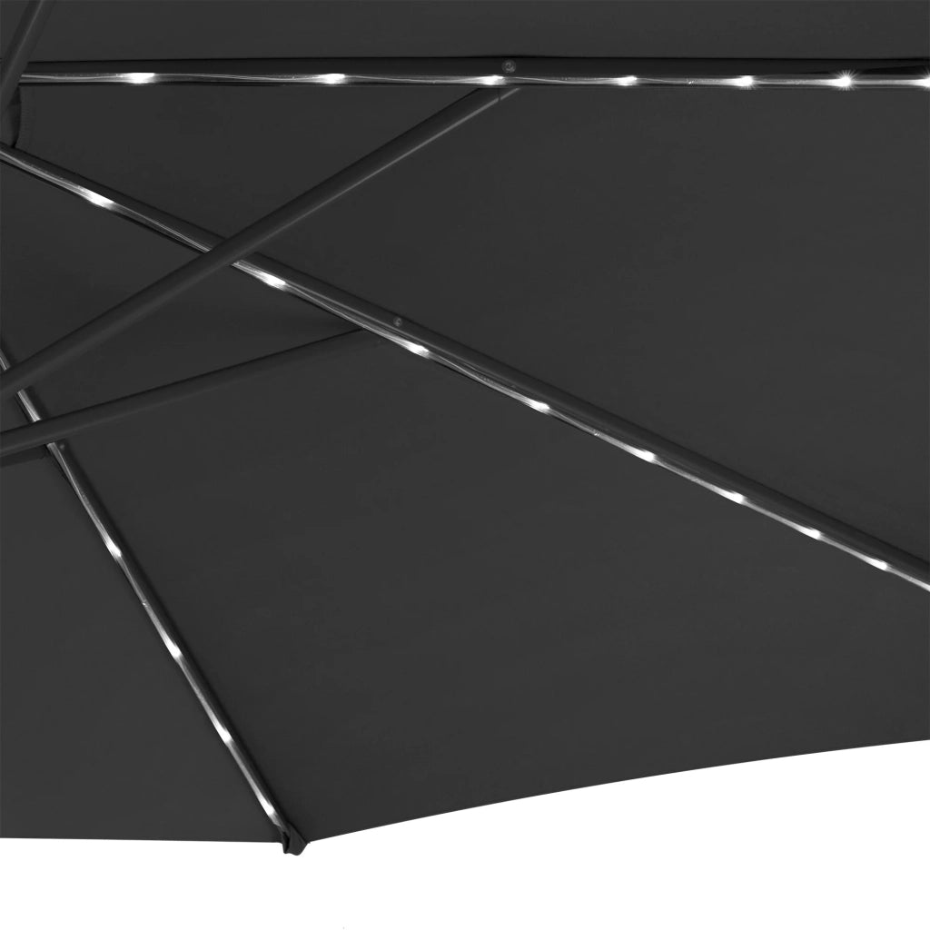 Ombrellone LED Decentrato 3m Grigio Banana con Base 2 Pesi 28kg