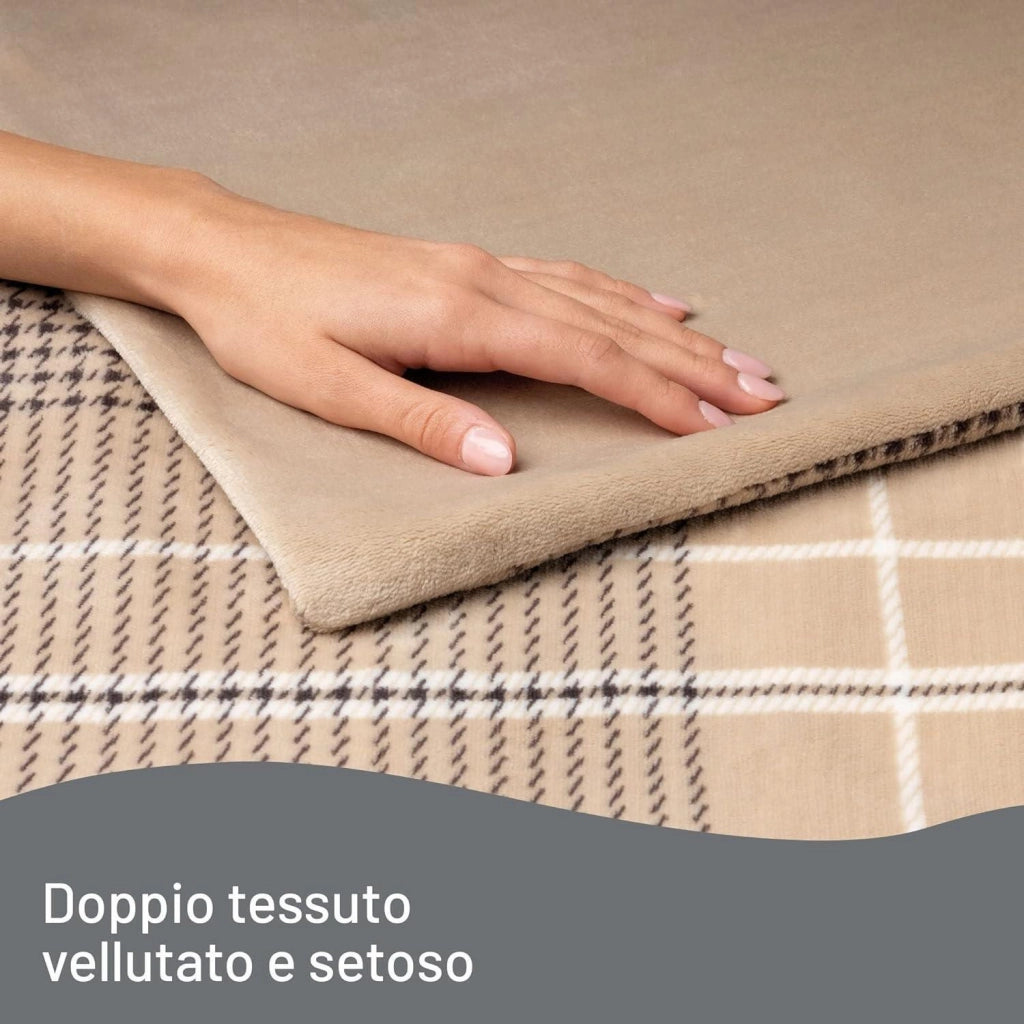 Imetec CaldoPlaid Elegance, Plaid Riscaldabile, Morbida Coperta Elettrica, 180x140 cm, Tessuto Double Face, Risparmio Energetico, Tecnologia Adapto, Rapido Riscaldamento, 6 Temperature, Lavabile