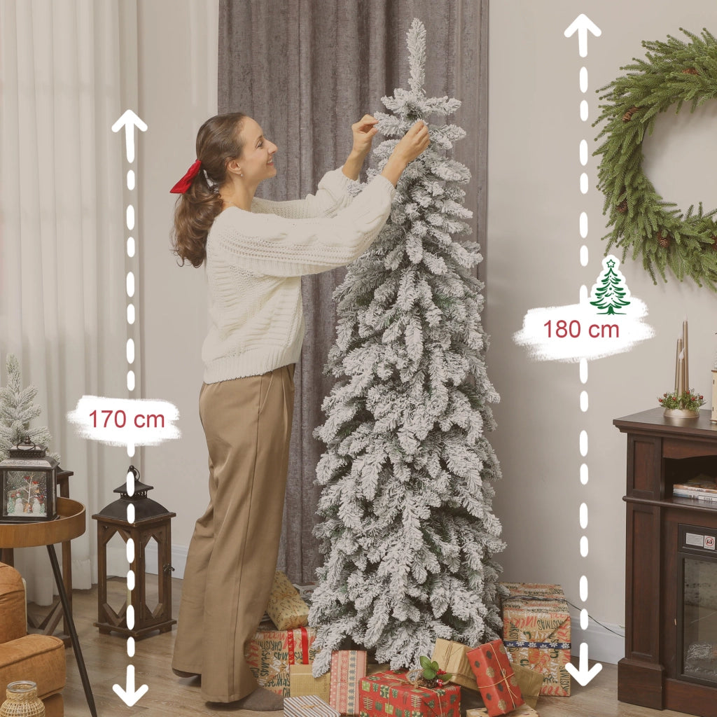 Albero di Natale Stretto con Luci LED ¨C zephmum ¨C Verde 180 cm 540 Rami