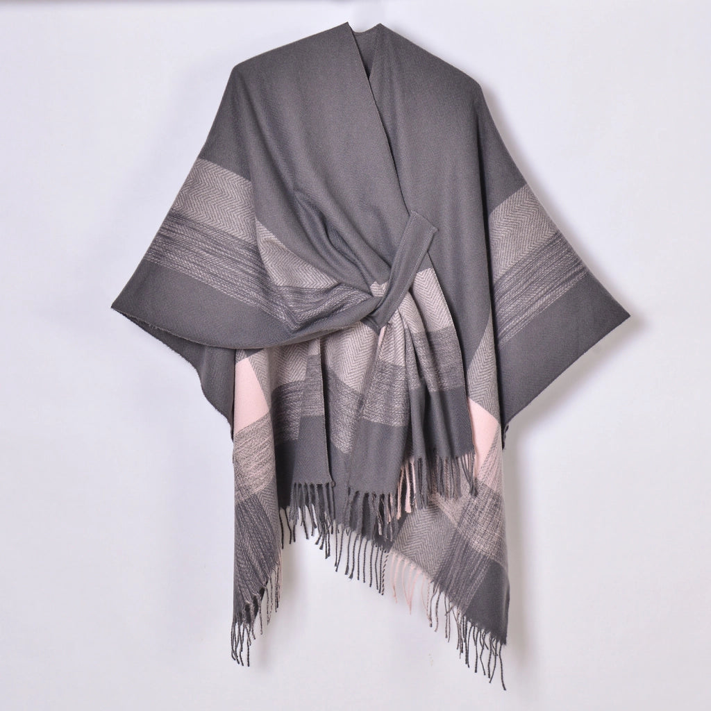 Sciarpa da donna, elegante mantello con cintura diagonale monocromatica