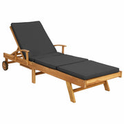 Lettino da Lettino sole | Sdraio da giardino | Lettino da sole Marrone e grigio scuro Legno di teak solido