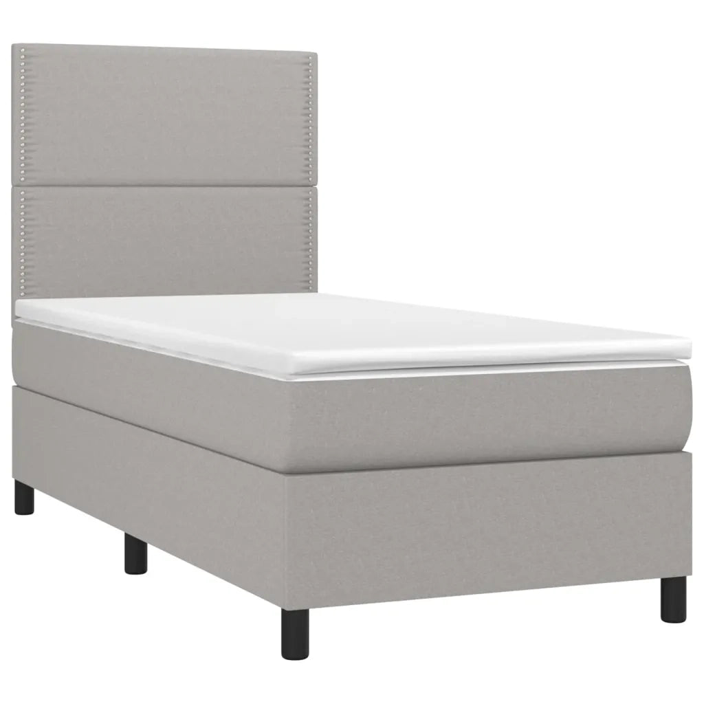 Letto a Molle Materasso e LED Grigio Chiaro 100x200 cm Tessuto 3134773