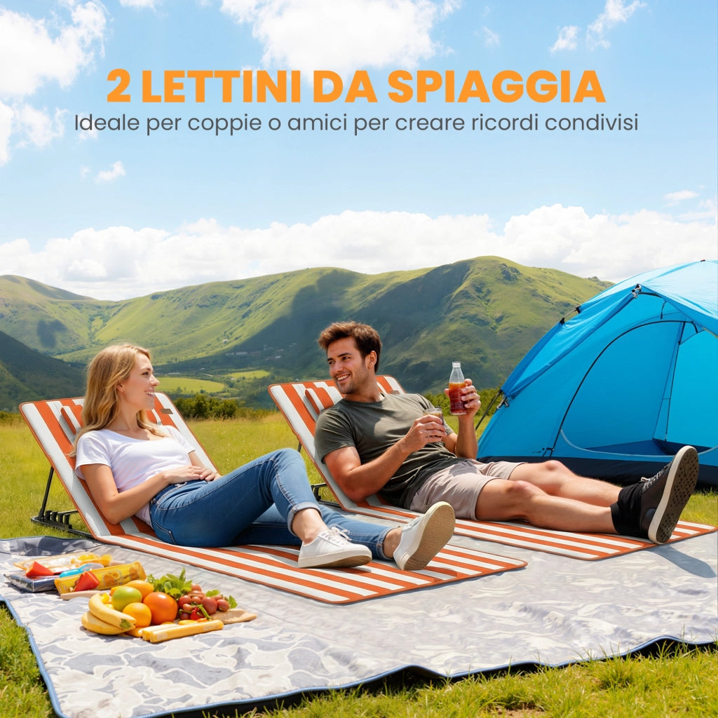 Lettino Pieghevole ¨C zephmum ¨C Arancione, Regolabile, 2 Pezzi