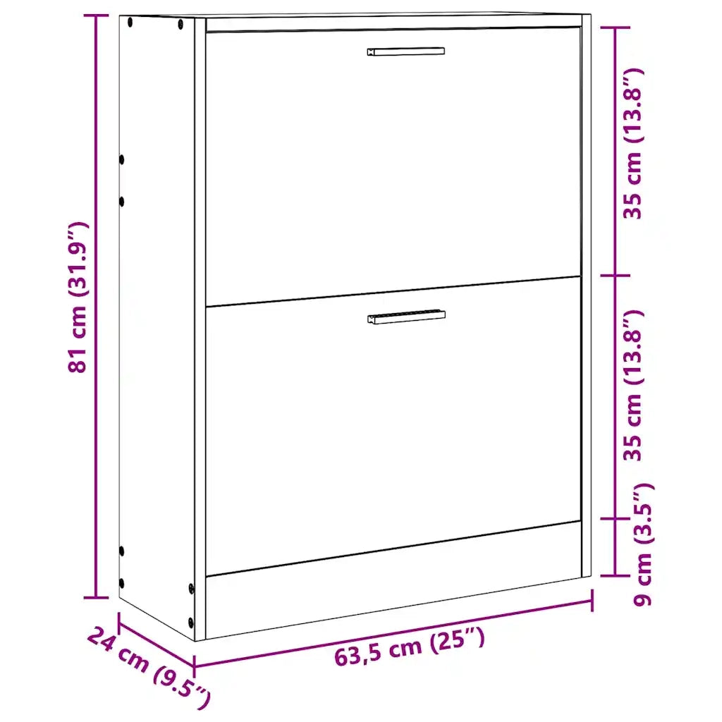 Scarpiera in Legno Aspetto Quercia con 2 Scomparti cod mxl 49581
