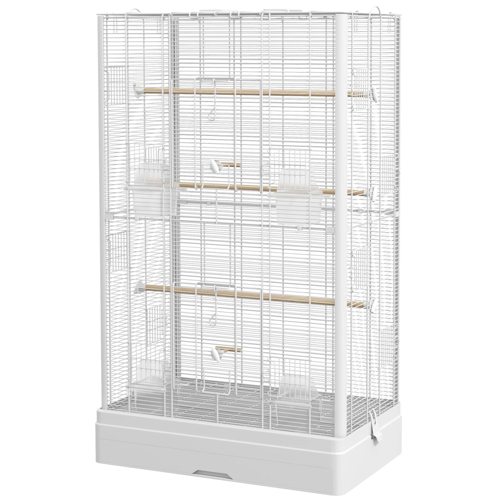 Gabbia per Uccelli Voliera con Vassoio Estraibile ¨C zephmum ¨C Bianco 61x36.5x98 cm