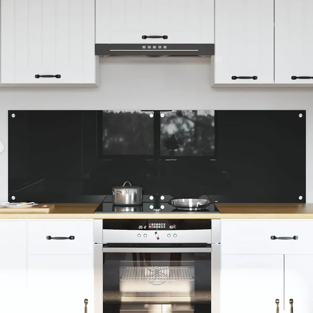 Schienale da cucina 2 pcs Nero 80 x 50 cm vetro temperato