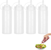 Contenitori per condimenti in plastica a 4 pezzi da 500 ml (16 oz) con coperchi - BPA libero, impermeabile - Contenitori per condimenti per coloranti, cottura, ketchup, salse piccanti, olio d'oliva, contenitori per erbe