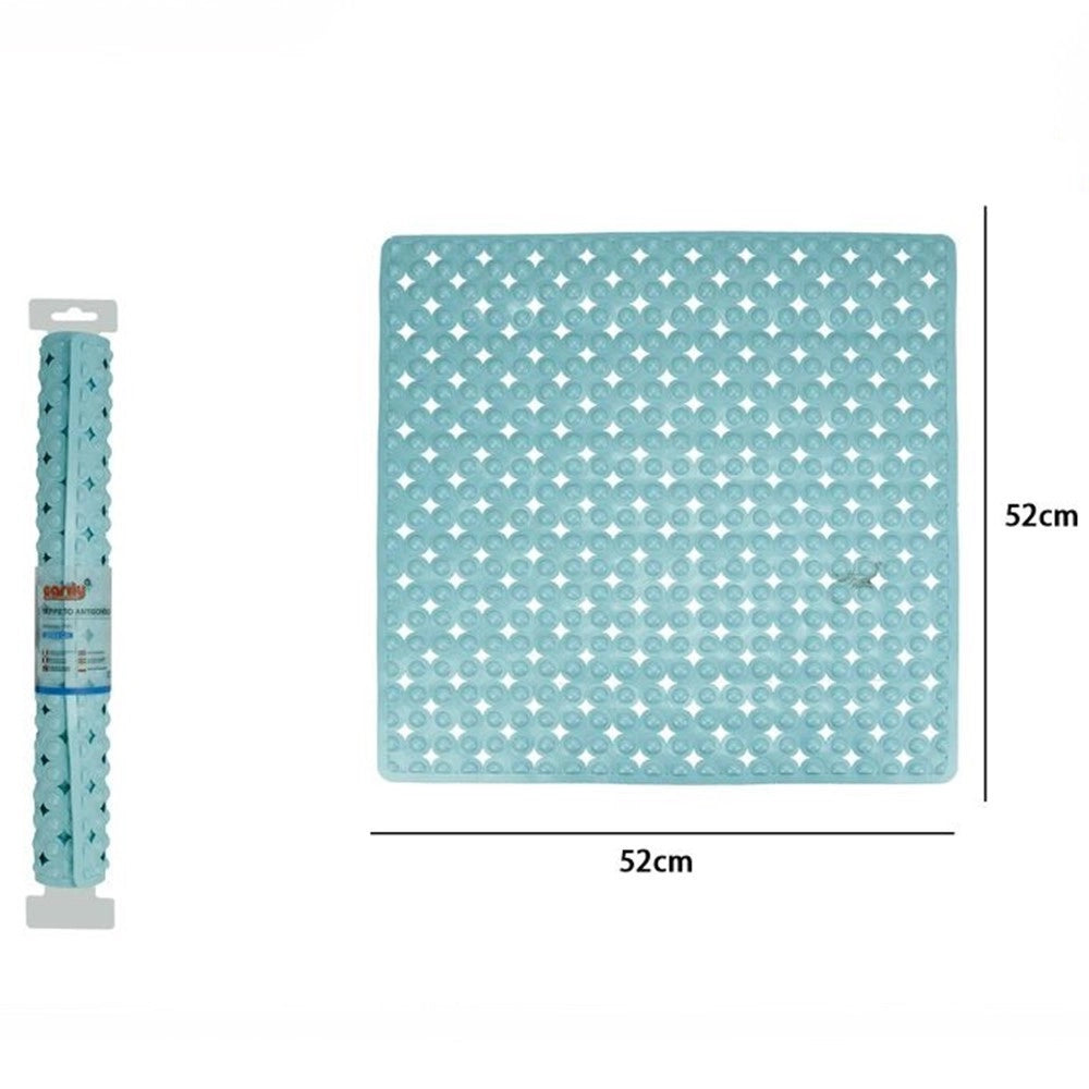Trade Shop - Tappeto Tappetino Antiscivolo Per Vasca Da Bagno Doccia 52 X 52 Cm Azzurro 79760 -