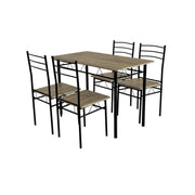 Set Tavolo E 4 Sedie Bergen Mdf Oak E Struttura Metallo Nero