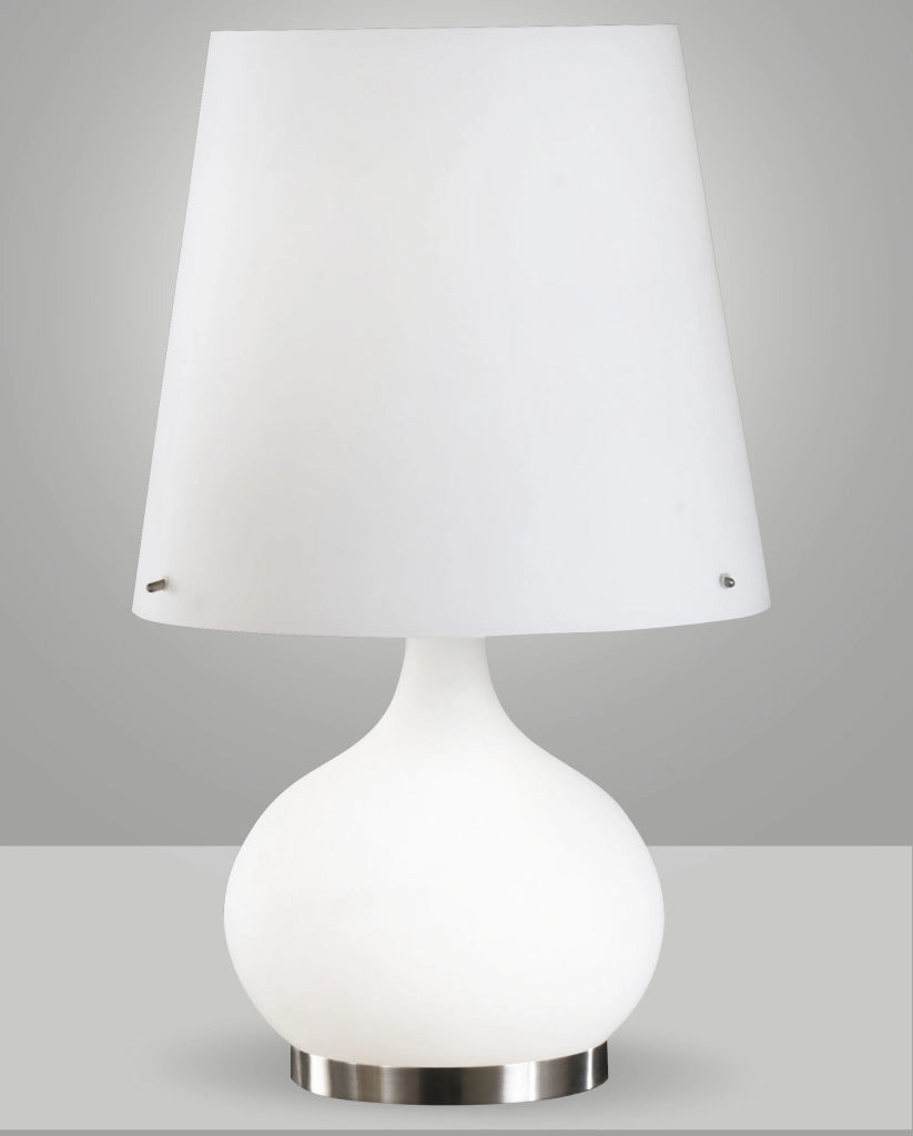 Lampada da Tavolo Ade Design in Metallo e Vetro Soffiato, Doppia Accensione, Attacco E14 40W e E27 100W, Bianco, Codice Prodotto: 2533-35-102