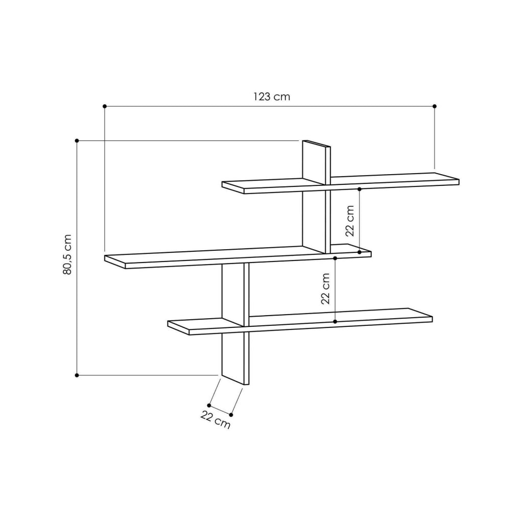 Mensola Antani, Scaffale, Ripiano a muro, Scaffalatura multiuso, 123x22h81 cm, Quercia