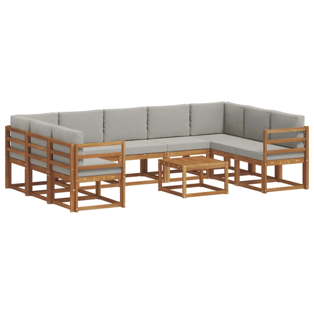 Set di divani da esterno 10 pcs Grigio Naturale e Chiaro